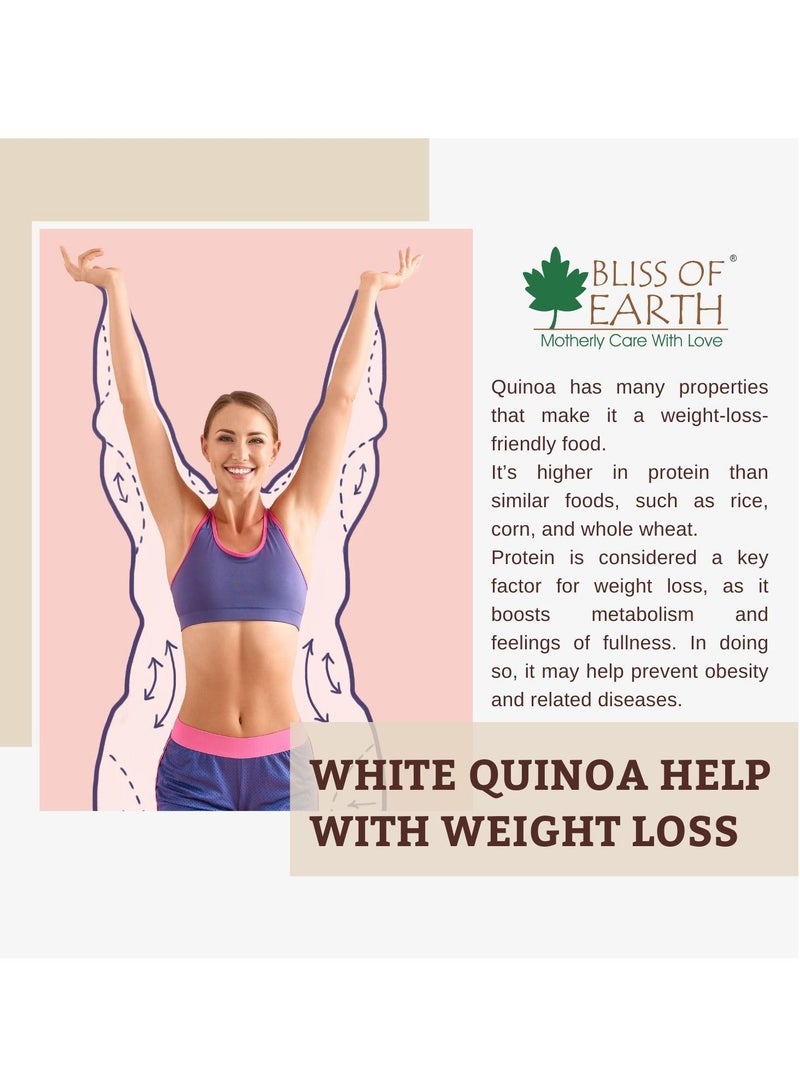 BLISS OF EARTH Organic 1KG White Quinoa For Weight Loss Raw Super food For whole family healthy meal - Image 4