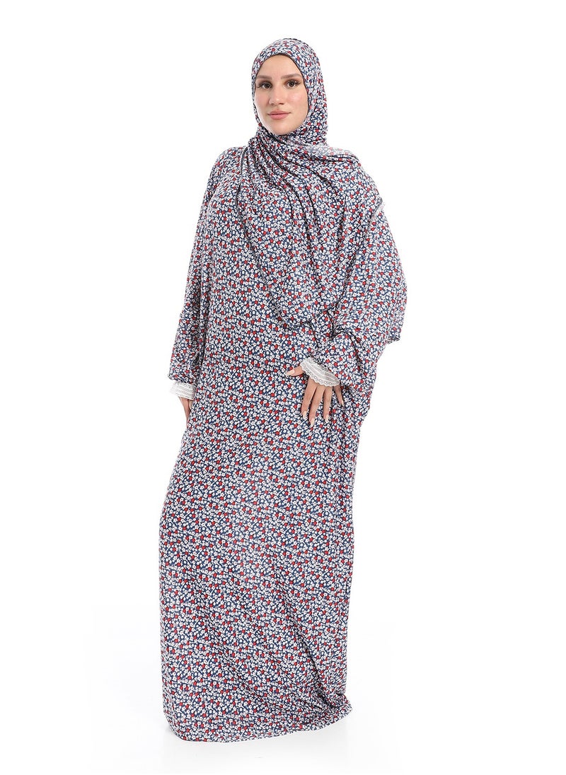 سيزار اسدال صلاة حريمي مزود بنقش ورد  - Image 2