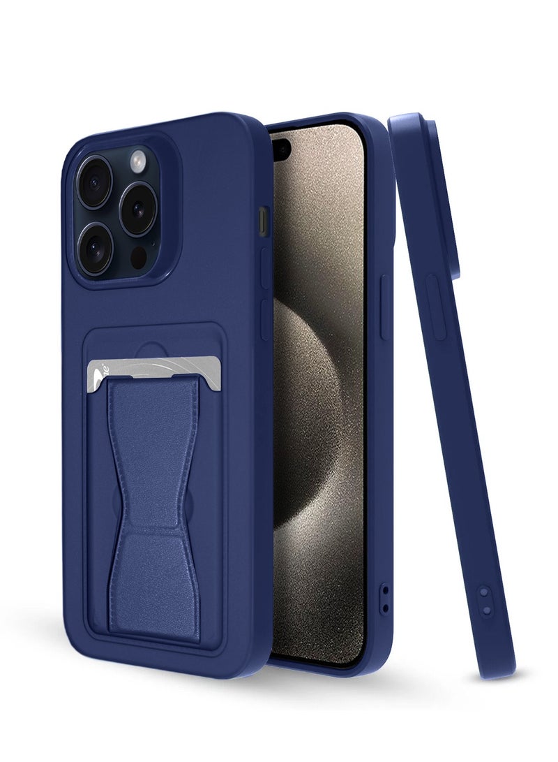 Wtech Silicone TPU With Card Holder Case Cover For Apple iPhone 15 Pro 2023 Navy Blue  - Image 1