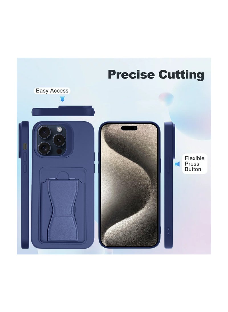Wtech Silicone TPU With Card Holder Case Cover For Apple iPhone 15 Pro 2023 Navy Blue  - Image 5