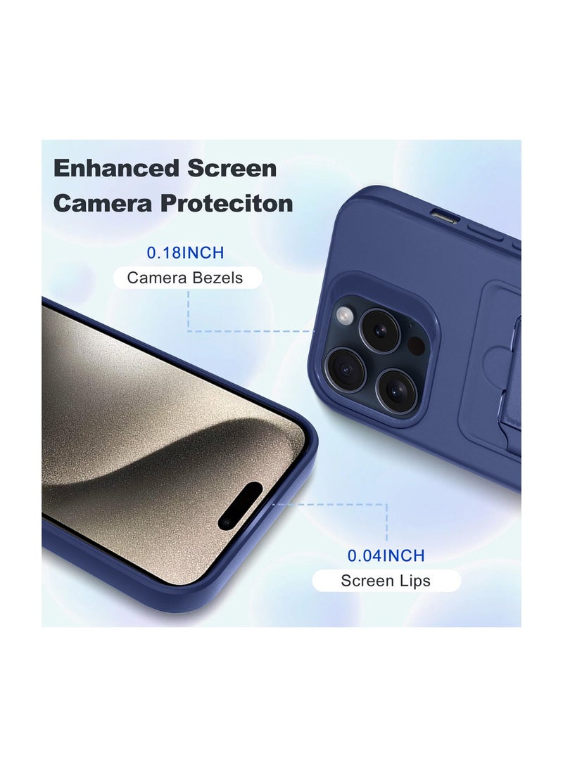 Wtech Silicone TPU With Card Holder Case Cover For Apple iPhone 15 Pro 2023 Navy Blue  - Image 2