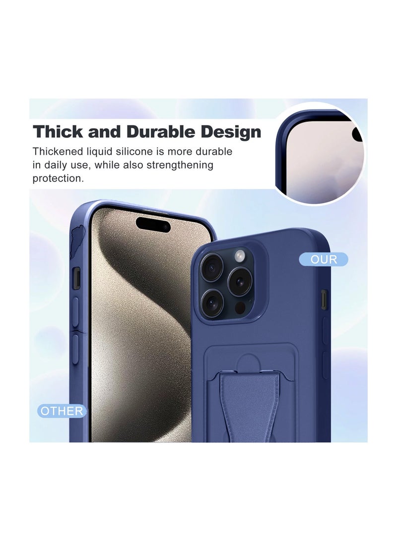 Wtech Silicone TPU With Card Holder Case Cover For Apple iPhone 15 Pro 2023 Navy Blue  - Image 3