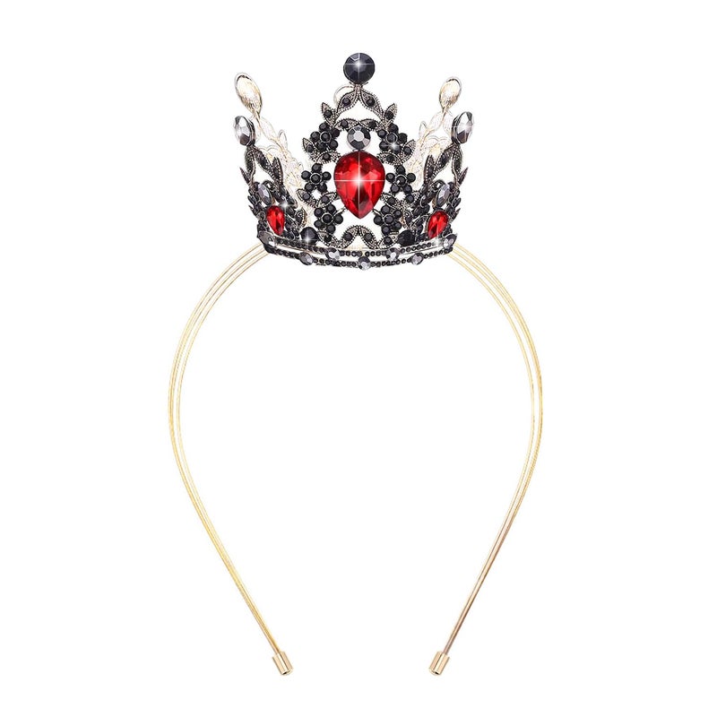 Velscrun Black Red Crystal Tiara Headband, Crowns for Women, Princess Girls Tiaras, Royal Queen Crown Princess Quinceanera Headpieces for Birthday Prom Bride Wedding Pageant Party Hair Band - Image 1