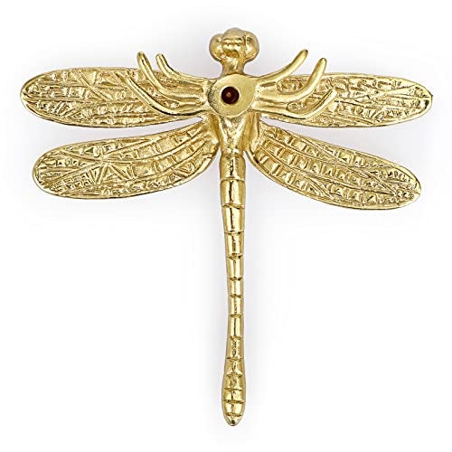 JUXYES Pack of 4 Brass Dragonfly Cabinet Knobs, Golden Tone Cupboard Door Knobs Decorative Dresser Drawer Handle Knobs for Dresser Drawer Cabinet Closet - Image 4