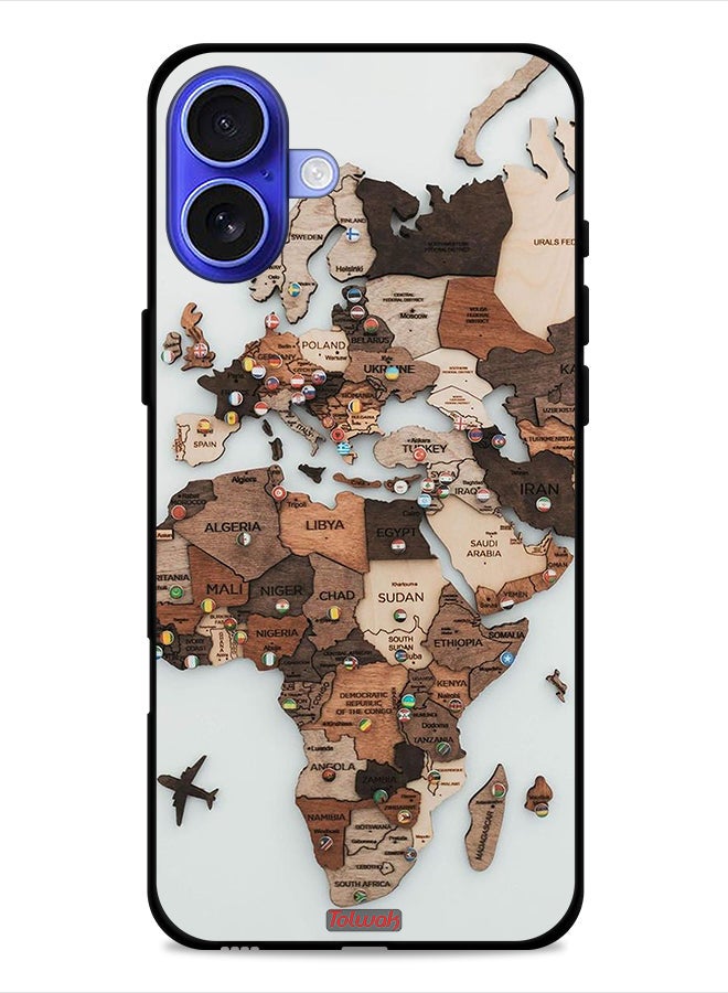 Tolwak Apple iPhone 16 Protective Case Cover World Map Art - Image 1