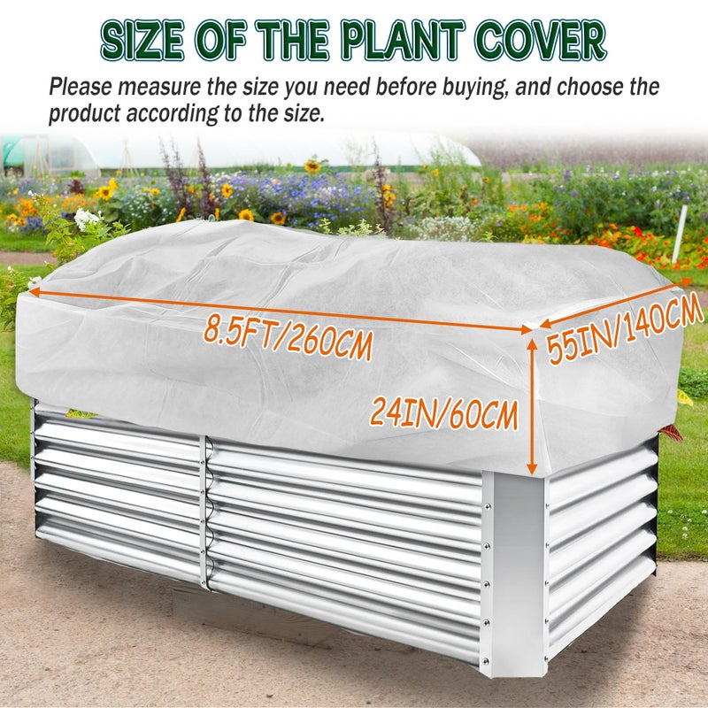 FULEIYA Rectangular Plant Cover Frost Big Size for 8Ã—4Ã—2FT Non Woven Fabric Garden Bed Cover with Zip Drawstring for Winter Cover Protectionï¼ŒRaised Beds Protect Plant Vegetable from Winter Frost - Image 2