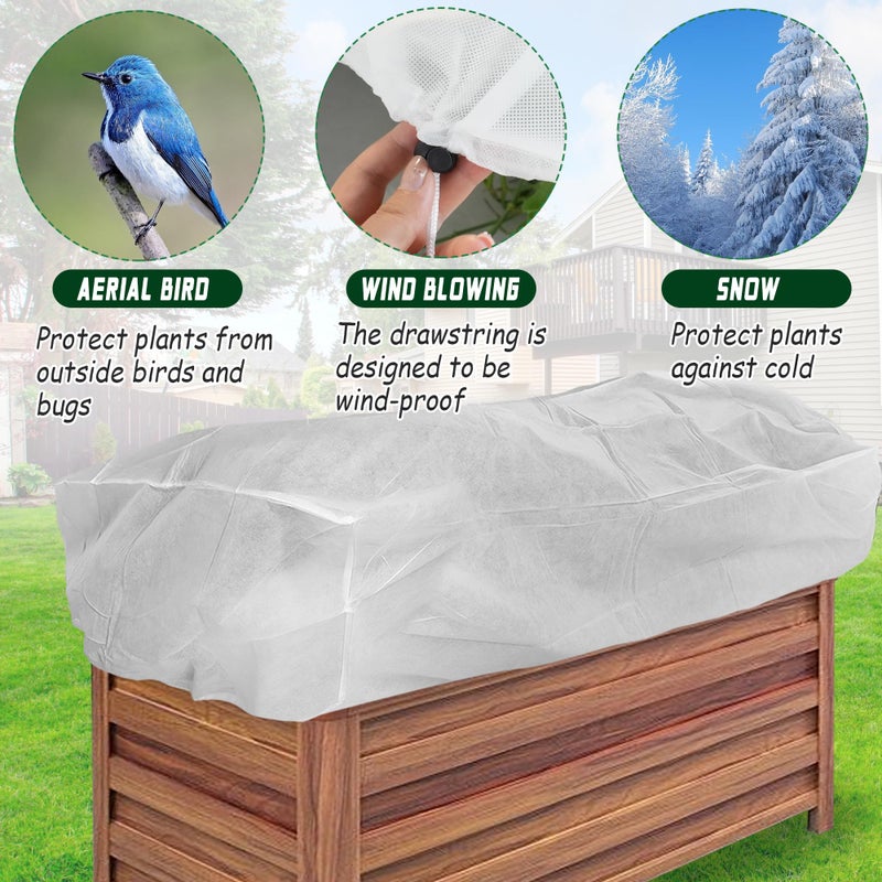 FULEIYA Rectangular Plant Cover Frost Big Size for 8Ã—4Ã—2FT Non Woven Fabric Garden Bed Cover with Zip Drawstring for Winter Cover Protectionï¼ŒRaised Beds Protect Plant Vegetable from Winter Frost - Image 4
