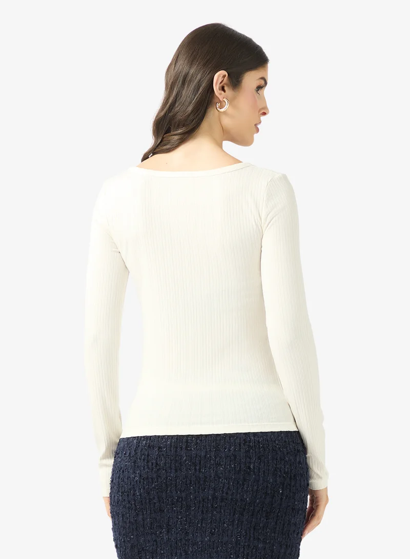 GUESS Fabia Long Sleeve Rib Knitted Top