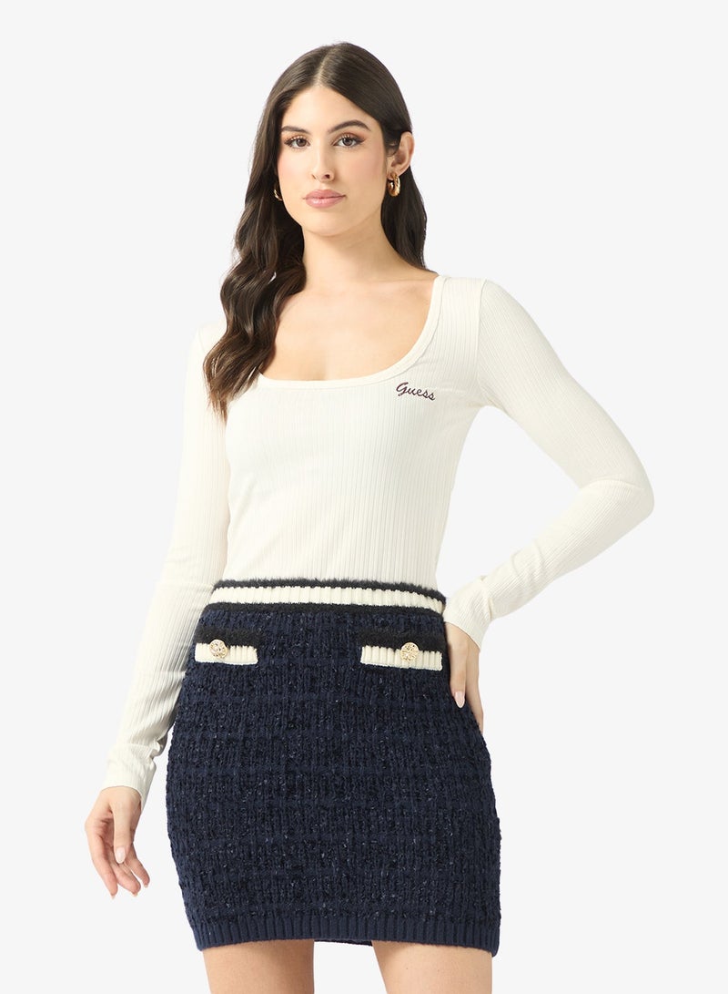 GUESS Fabia Long Sleeve Rib Knitted Top - Image 1