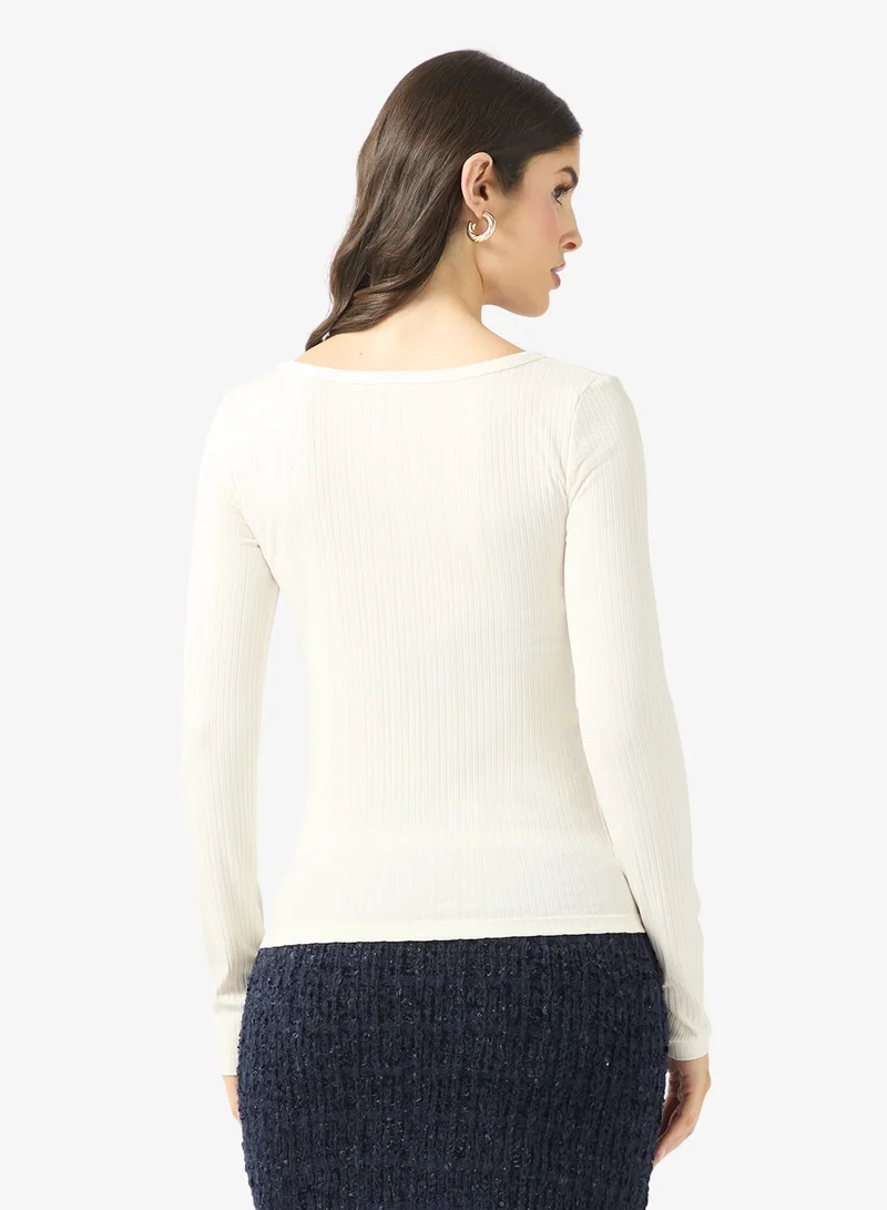 GUESS Fabia Long Sleeve Rib Knitted Top