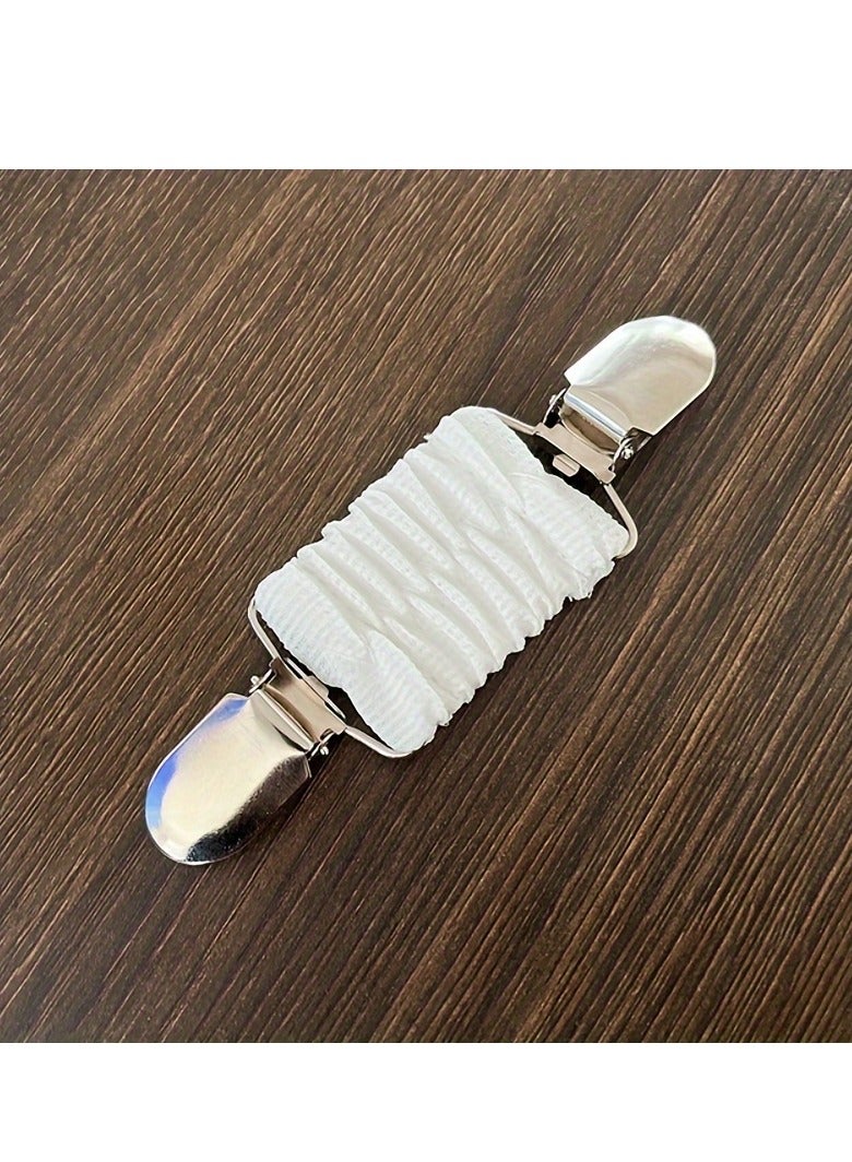 AROAQ Dress Clips, Elastic Clothes Clip Brooch Pins, Multipurpose Dress Shirt Brooch Clip, Portable white Dress Clips Back Cinch For Women - Image 1