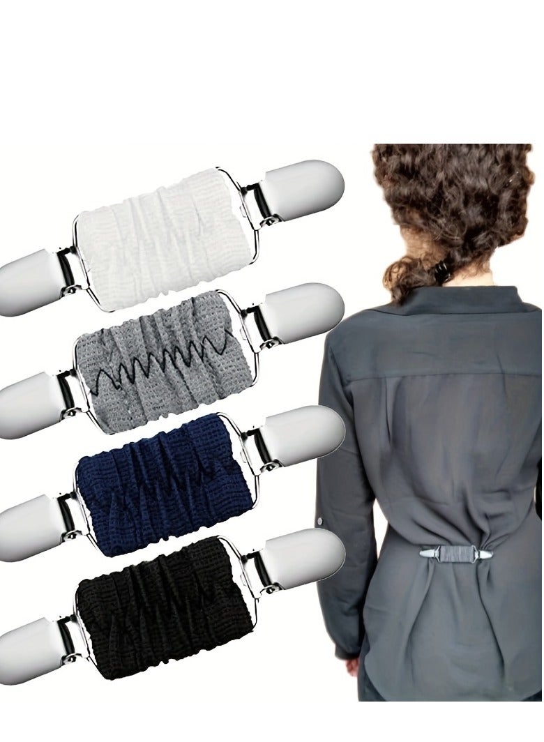 AROAQ Dress Clips, Elastic Clothes Clip Brooch Pins, Multipurpose Dress Shirt Brooch Clip, Portable white Dress Clips Back Cinch For Women - Image 3