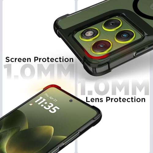 RIGGEAR Shockproof Clear Hybrid Airbag Armor Magnetic Back Cover Case Compatible with MagSafe Accessories for Motorola Moto Edge 70 5G (Clear-Black TPU Bumper + Transparent PC)(Black) - Image 4