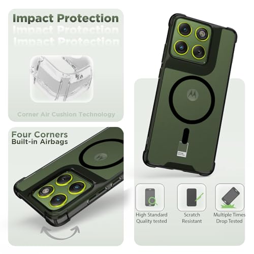 RIGGEAR Shockproof Clear Hybrid Airbag Armor Magnetic Back Cover Case Compatible with MagSafe Accessories for Motorola Moto Edge 70 5G (Clear-Black TPU Bumper + Transparent PC)(Black) - Image 3