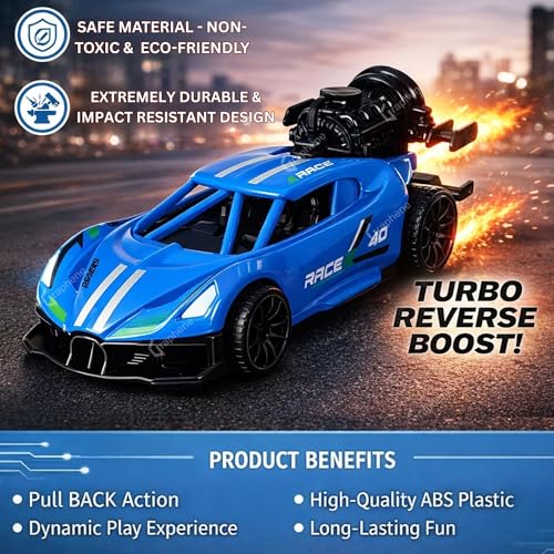 GRAPHENE Friction Powered Racing Car Toy for Kids Boy with Smoke Effects Led Light Up Mist Spray Pullback Toy Car Best Birthday Gift for Kids 6-14 Years - Image 5