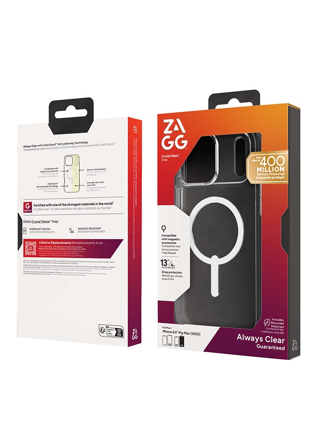 زاج حافظة آيفون 17 برو ماكس – غلاف كريستال بالاس سناب متوافق مع ماغسيف شفاف بقوة الجرافين، حماية من السقوط حتى 13 قدم ومقاومة للاصفرار – شفاف - Image 2