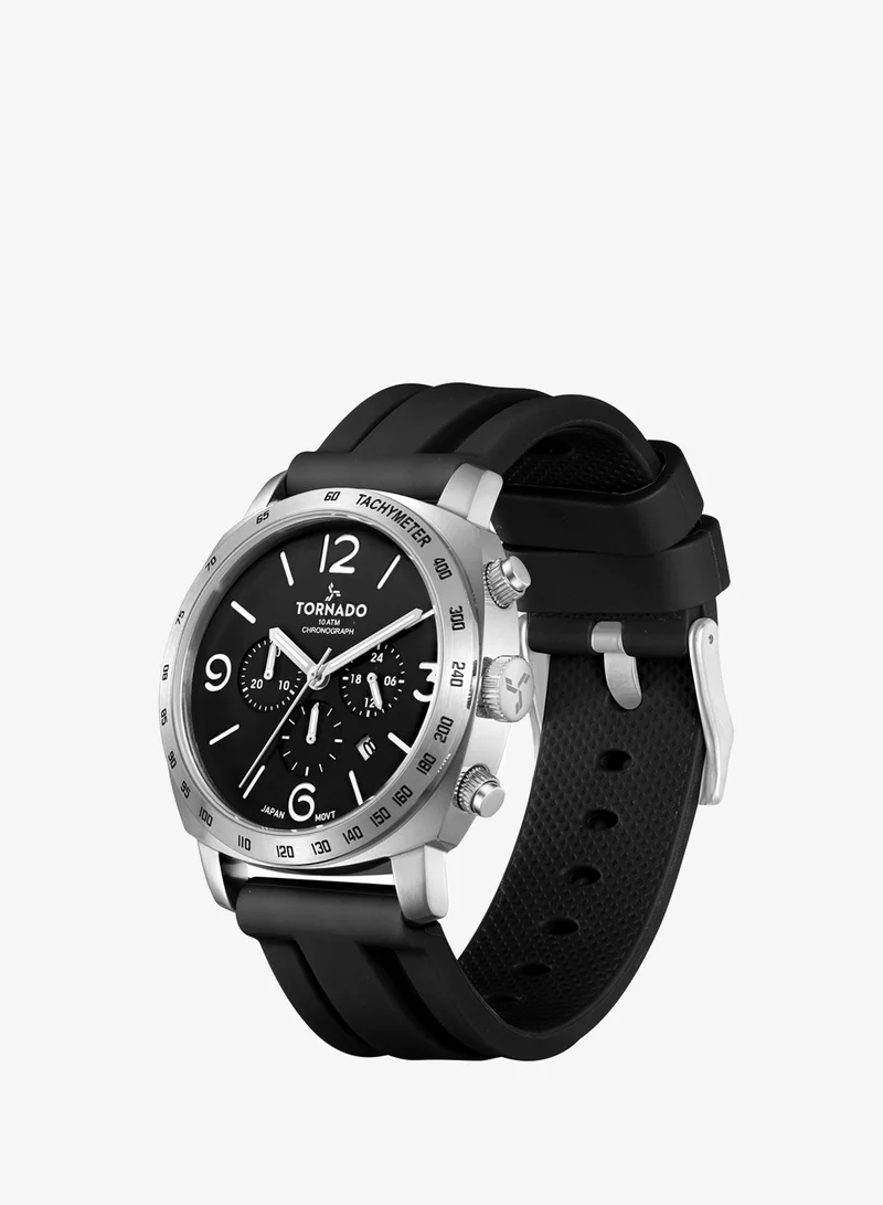 Tornado Men's High Quality Flexible And Durable Silicone Analog Watch T9102-SSBB - 43 mm