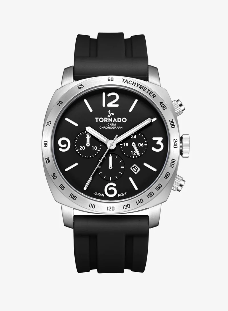 Tornado Men's High Quality Flexible And Durable Silicone Analog Watch T9102-SSBB - 43 mm
