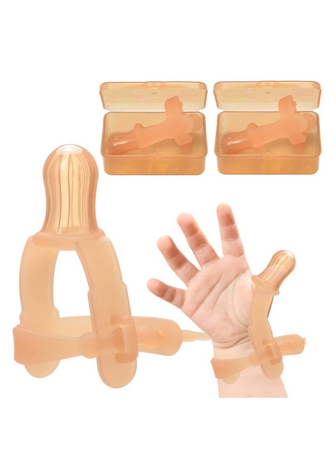 Elfzone Thumb Sucking Stop 2 Packs Adjustable Thumb Guard For Thumb Sucking Silicone Thumb Sucking Treatment Kit For 336 Months Baby Maximum For 1.95”1.5 Wide Wrist - Image 1