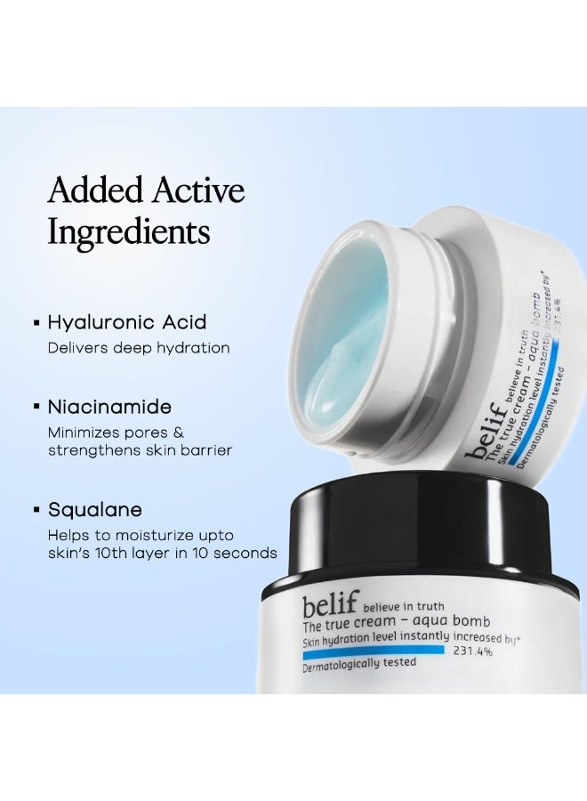 Belif The True Cream Aqua Bomb, Hydrating Moisturizer for Face | 48 hours long lasting Hydration | Ultra-lightweight, gel-cream | For Normal, Combination, and Oily skin types | Korean Skin Care Products | (10 ml) - Image 2