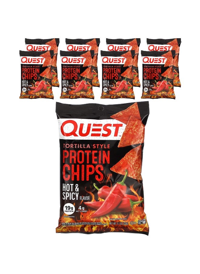 QUEST NUTRITION Quest Nutrition, Tortilla Style Protein Chips, Hot & Spicy, 8 Bags, 1.1 oz (32 g) Each 