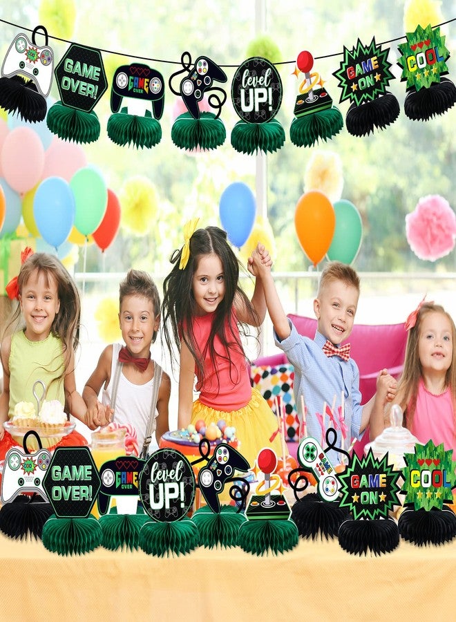 Frienda 9 Pieces Video Game Honeycomb Table Centerpiece Gamer Birthday Party Decorations 3D Video Game Table Toppers for Gaming Theme Birthday Party Decorations Supplies - Image 5