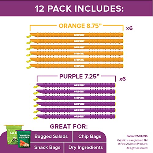 GRIPSTIC Bag Sealer - Reusable Chip Clips, Bag Clips. Patented. Airtight & Waterproof Seal on Food Storage Bags, Kids Snacks & More. Near Zero Waste. 12ct Medium - Image 2