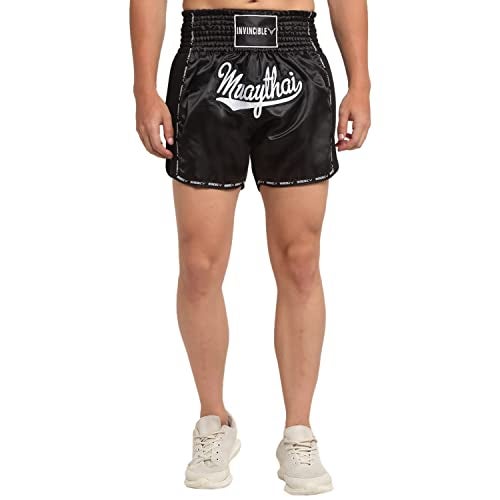 Invincible Men's Muay Thai Boxing Shorts Black X-Large - Image 1