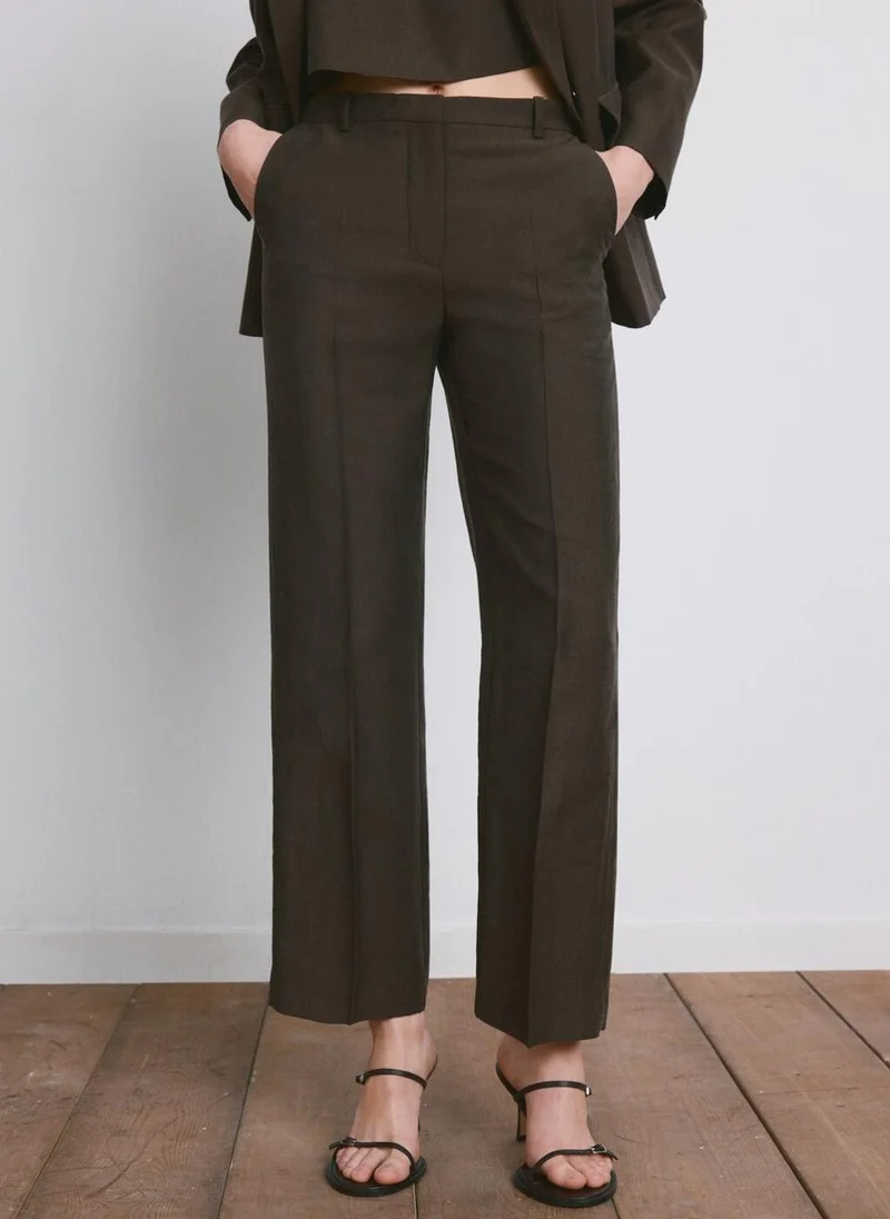 MANGO Mid-rise lyocell trousers