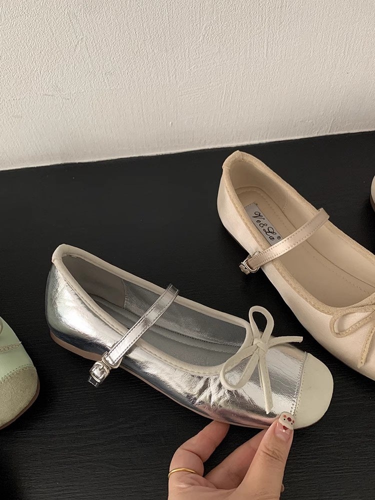 Skirt With Bow Ballet Shoes Early Spring French New Gentle Single Shoes Mary Jane Shoes Women'S Shoes Inner Height Increase - Image 1
