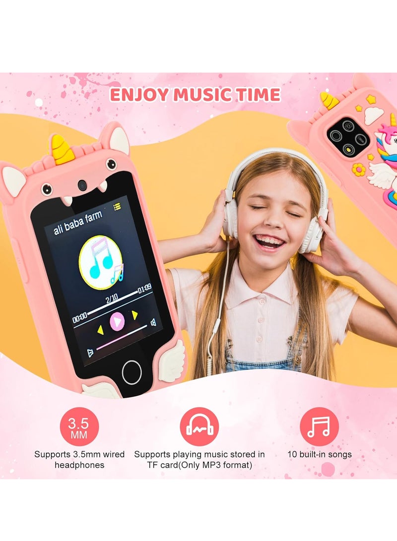 إيفرين هاتف ذكي للأطفال للبنات، لعبة هاتف يونيكورن مزدوجة الكاميرا للأطفال مع ألعاب، مشغل موسيقى، هاتف محمول للأطفال الصغار، لعبة تعليمية للأطفال من سن 3 إلى 12 عامًا، للأولاد والبنات، عيد الميلاد مع بطاقة 8 جيجابايت (أرجواني) - Image 4