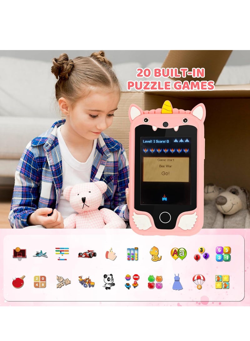 إيفرين هاتف ذكي للأطفال للبنات، لعبة هاتف يونيكورن مزدوجة الكاميرا للأطفال مع ألعاب، مشغل موسيقى، هاتف محمول للأطفال الصغار، لعبة تعليمية للأطفال من سن 3 إلى 12 عامًا، للأولاد والبنات، عيد الميلاد مع بطاقة 8 جيجابايت (أرجواني) - Image 5