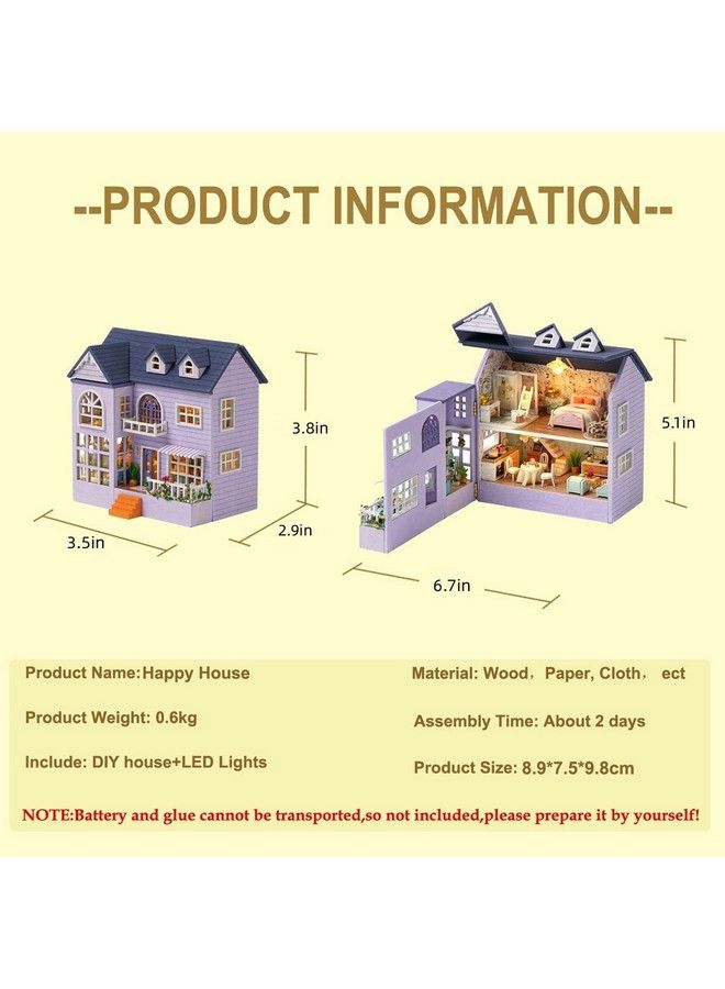 CUTEROOM Dollhouse Miniature With Furniture Diy Miniature Dollhouse Kit Diy Wooden Dollhouse Kit Plus Led Lights Creative Room For Valentine'S Day Gift Idea (D032) - Image 3