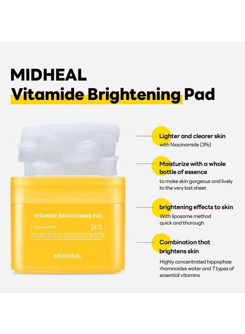 MEDIHEAL Vitamide Brightening Pad - Vegan Face Hypoallergenic Pads with Niacinamide, Sea Buckthorn - Radiance Boosting Pads for Clear, Illuminating Skin 100 Pads - Image 2