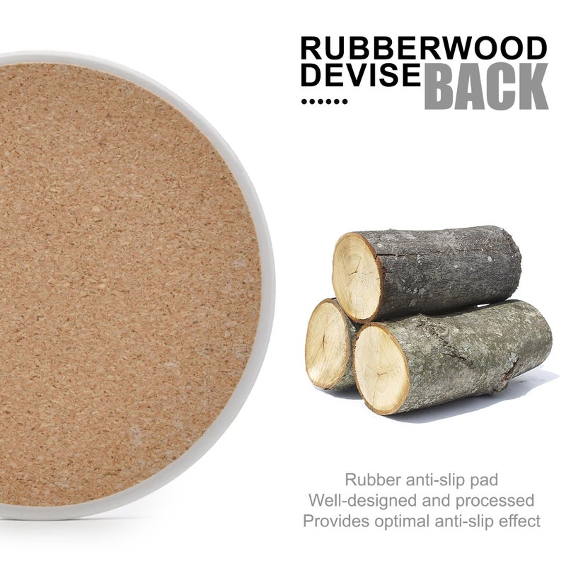 Hoewina 6Pcs Drink Coasters with Holder  Marble Style Ceramic Drink Coaster  Absorbent Coasters Set Suitable for Kinds of Cups  Modern Style Coasters for Coffee Table  4 Inches(Cloud Style) - Image 3