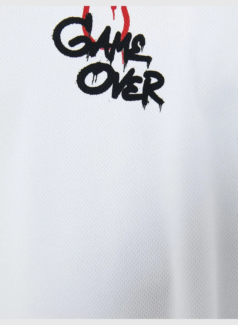KOTON Sport Oversized T-Shirt Slogan Printed Crew Neck Short Sleeve