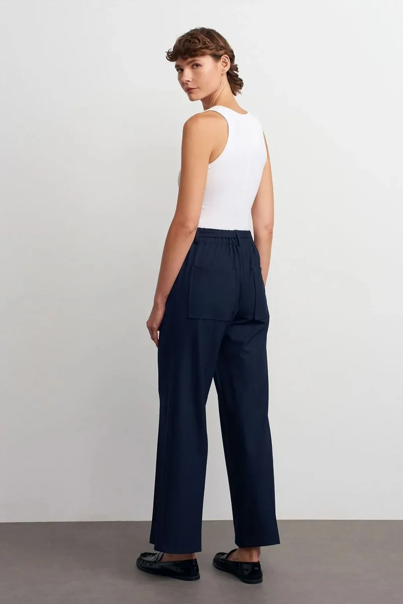 Dilvin DILVIN Wide-leg Belted Crepe Trousers