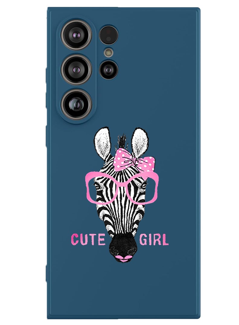 Theodor Protective Slim Fit Case Liquid Silicone Cover with Full Body Protection Anti-Scratch Shockproof Case For Samsung Galaxy S25 Ultra (Blue) - Cute girl zebra - Image 1