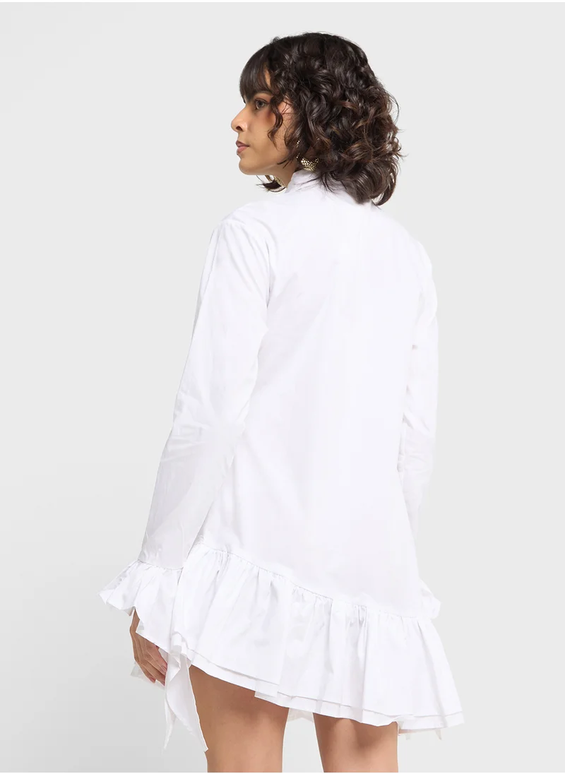 Jaded Rose Frilled Button Down Shirt Dress