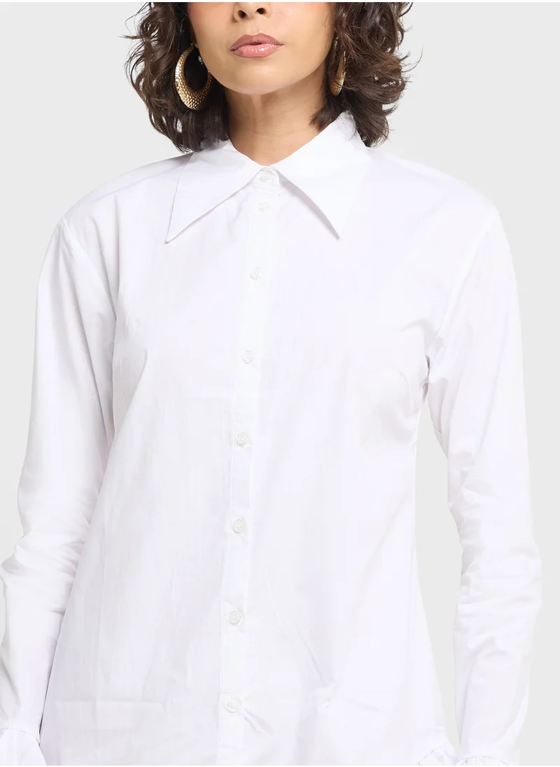 جديد روز Frilled Button Down Shirt Dress