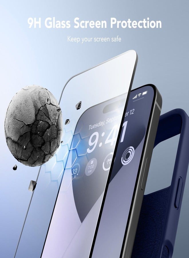 GONEZ Magnetic for iPhone 16 Pro Max Case, Compatible with MagSafe, Liquid Silicone Case, with Screen Protector + Camera Protector, Full Body Protective Shockproof Phone Cover 6.9", Midnight Blue - Image 5