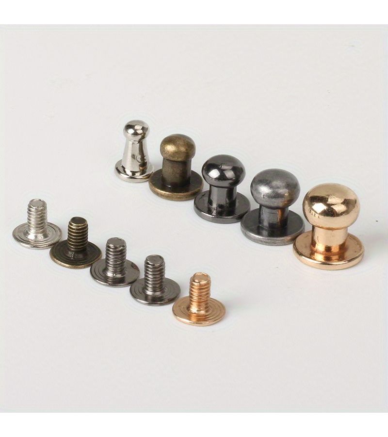 Silvery 30 Sets Retro Round Buckle Bag Base Rivets With Screws And Head Nails For Backpack Handbag Leather Belt Shoe Repair And DIY Handicraft Making - Image 3