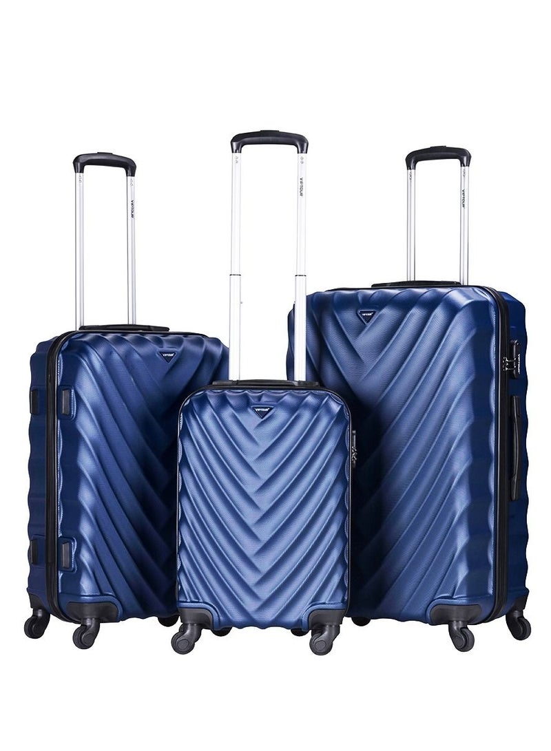 VIPTOUR ABS Material 3-Piece Hard Case Trolley Luggage Set, 4 Quiet 360° Spinner Wheels Suitcase With Combination Lock, Small (2.5kg), Medium (3kg), Large (3.8kg) (20''/24''/28'') - Image 1