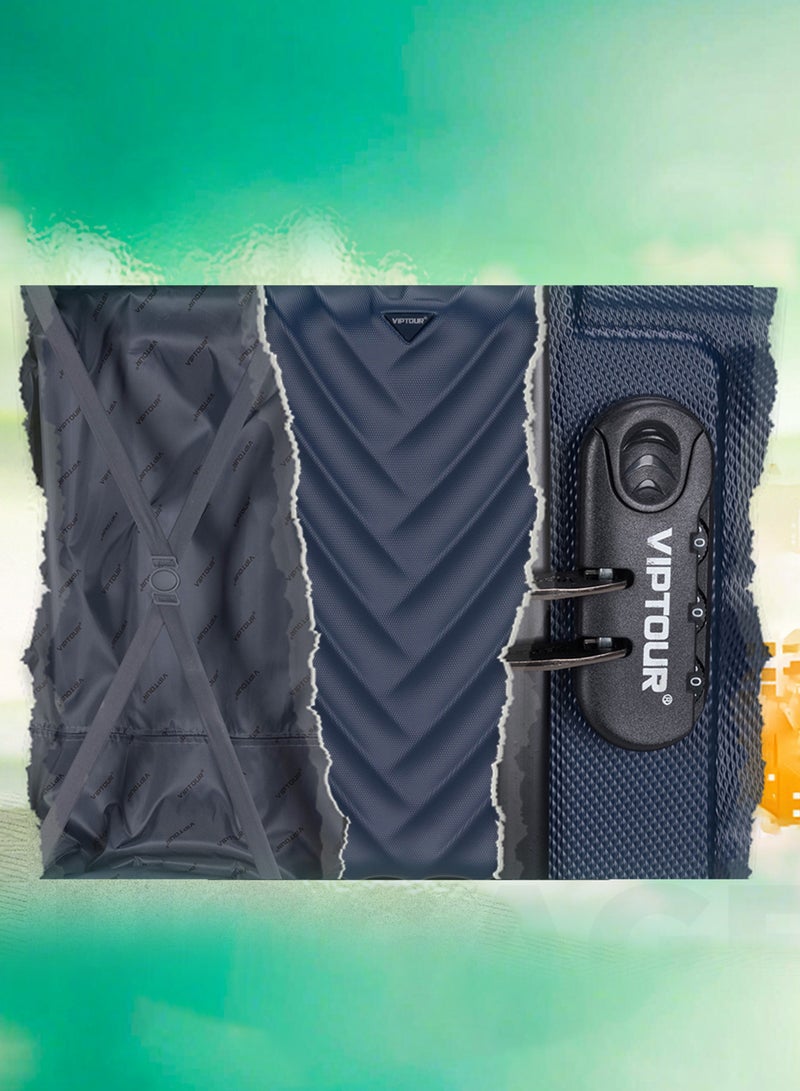 VIPTOUR ABS Material 3-Piece Hard Case Trolley Luggage Set, 4 Quiet 360° Spinner Wheels Suitcase With Combination Lock, Small (2.5kg), Medium (3kg), Large (3.8kg) (20''/24''/28'') - Image 4