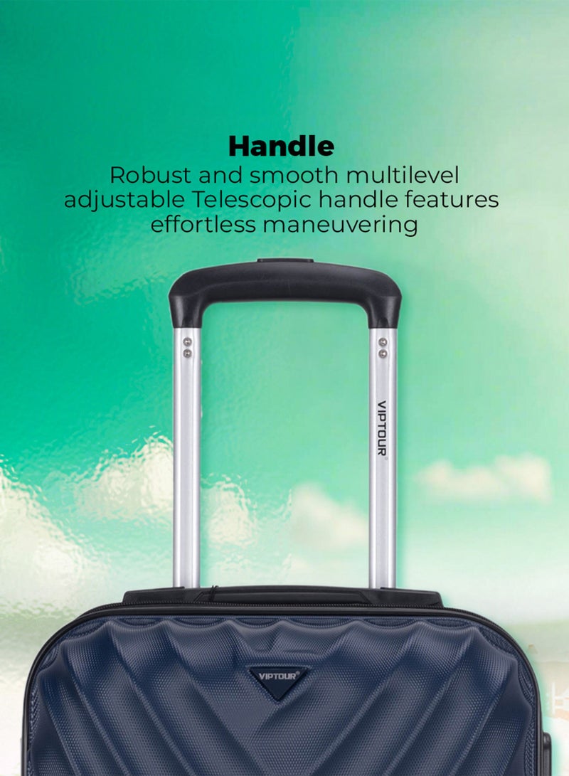 VIPTOUR ABS Material 3-Piece Hard Case Trolley Luggage Set, 4 Quiet 360° Spinner Wheels Suitcase With Combination Lock, Small (2.5kg), Medium (3kg), Large (3.8kg) (20''/24''/28'') - Image 2