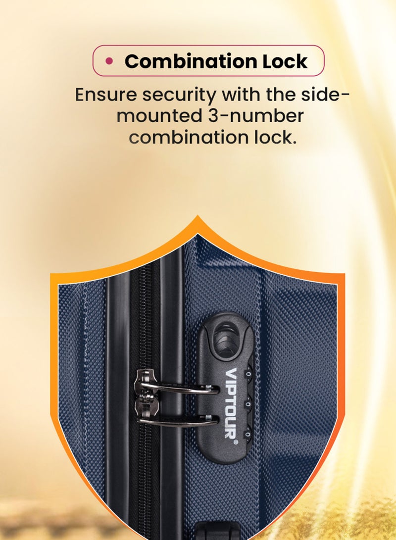 VIPTOUR ABS Material 3-Piece Hard Case Trolley Luggage Set, 4 Quiet 360° Spinner Wheels Suitcase With Combination Lock, Small (2.5kg), Medium (3kg), Large (3.8kg) (20''/24''/28'') - Image 3