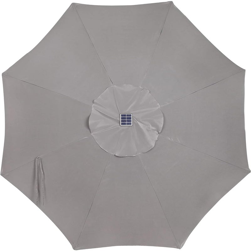 Blissun 9 ft Solar Umbrella, 32 LED Lighted Patio Umbrella, Table Market Umbrella, Outdoor Umbrella for Garden, Deck, Backyard, Pool and Beach (Grey) - Image 4