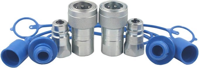 2-Sets 1/2'' NPT ISO5675 Carbon Steel Hydraulic Quick Connect Coupling/Coupler Poppet Valve with Dust Cap