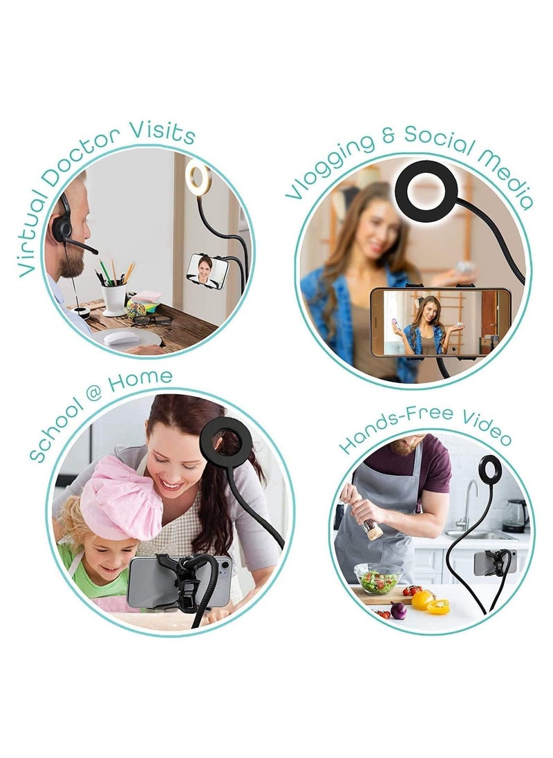 Professional Live stream Selfie Ring Light with mobile Phone Holder Stand for Live StreamMakeup ,3-Light Mode, 10-Level Brightness & More Compatible with Universal Phone