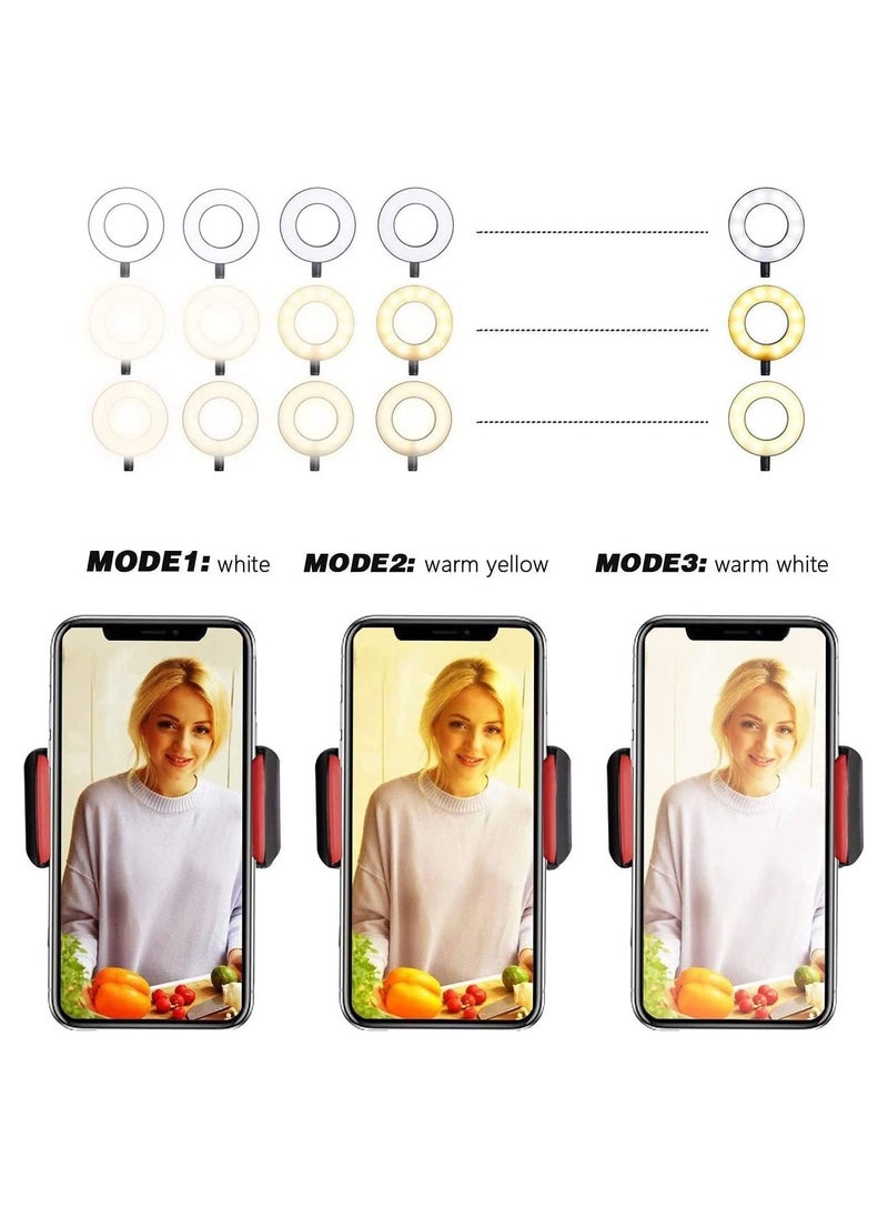 Professional Live stream Selfie Ring Light with mobile Phone Holder Stand for Live StreamMakeup ,3-Light Mode, 10-Level Brightness & More Compatible with Universal Phone